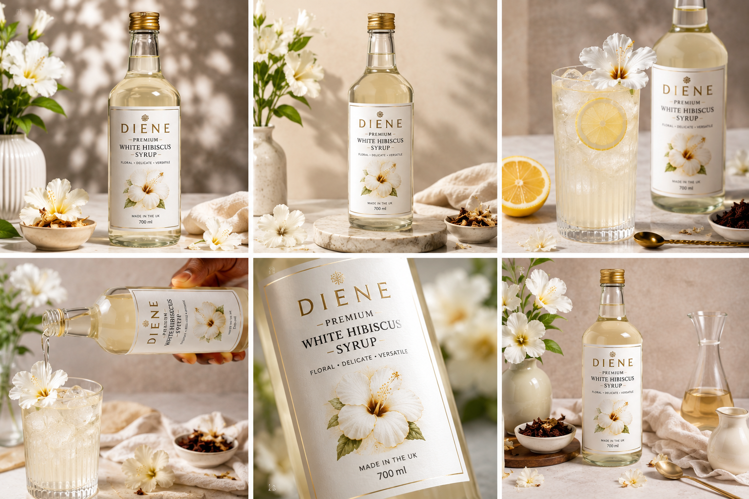 DIENE Premium White Hibiscus Syrup - 700 ml