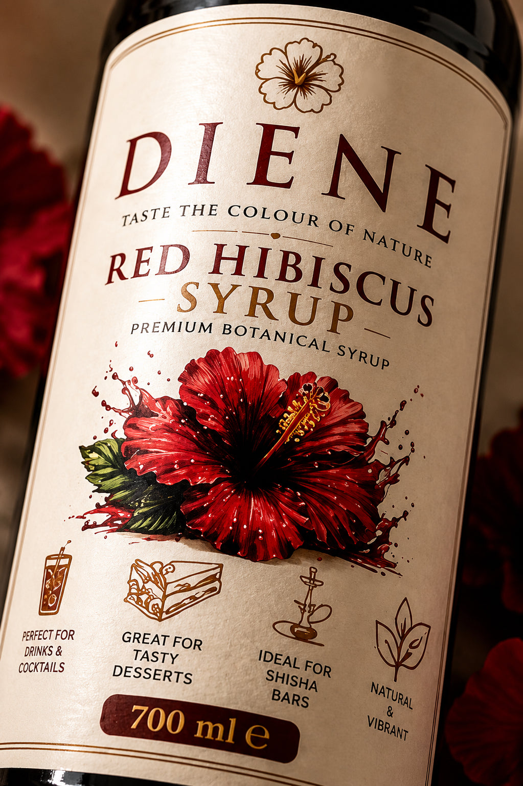 DIENE Premium Red Hibiscus Syrup - 700 ml