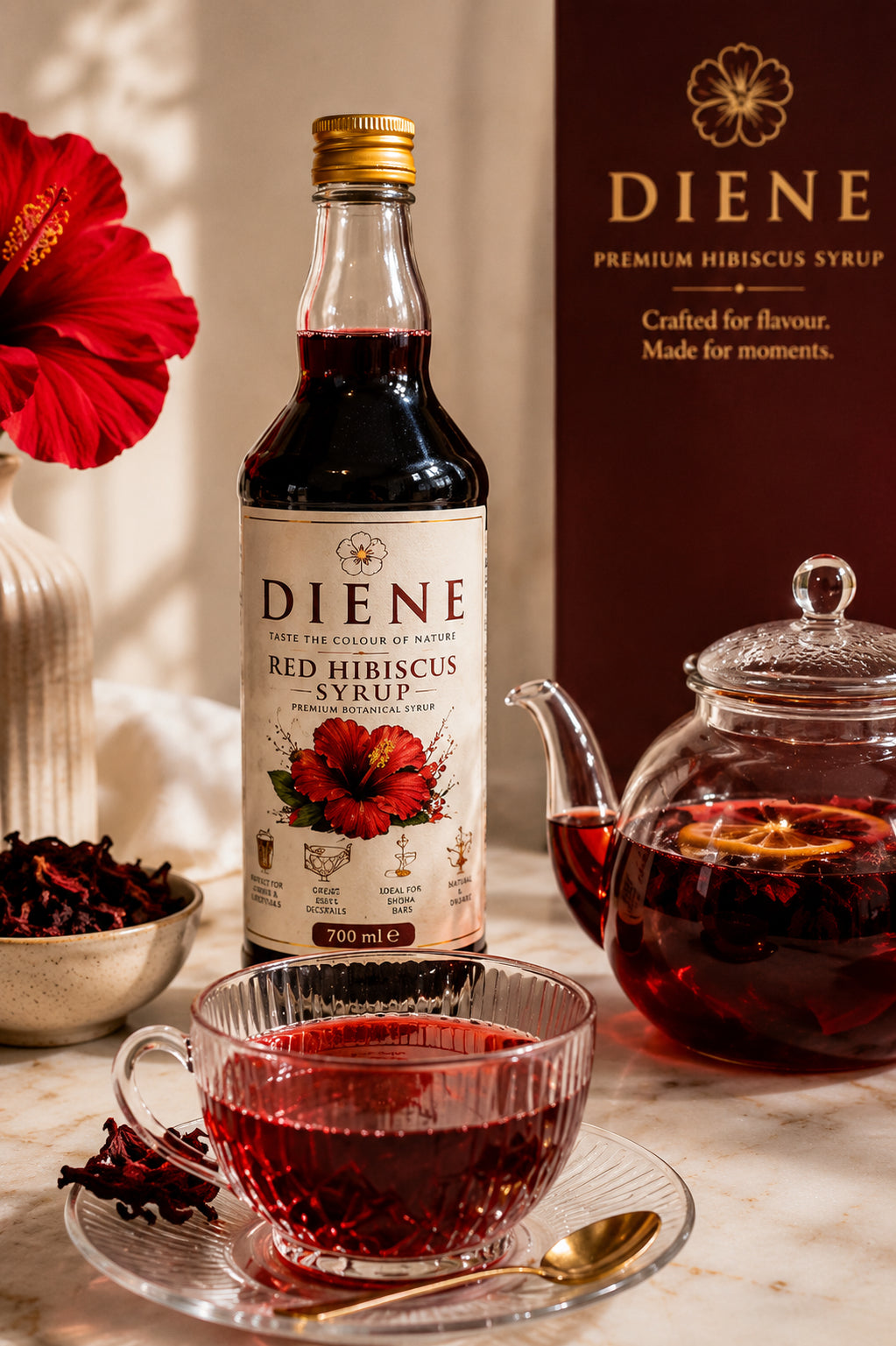 DIENE Premium Red Hibiscus Syrup - 700 ml